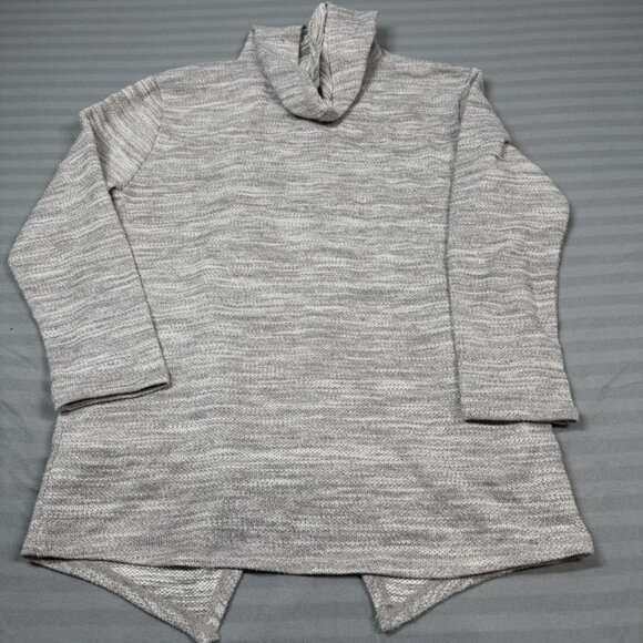Zara Knit Hoodie Boys 13-14 Gray Asymmetric Zip Longline Marled Cardigan - Picture 3 of 9